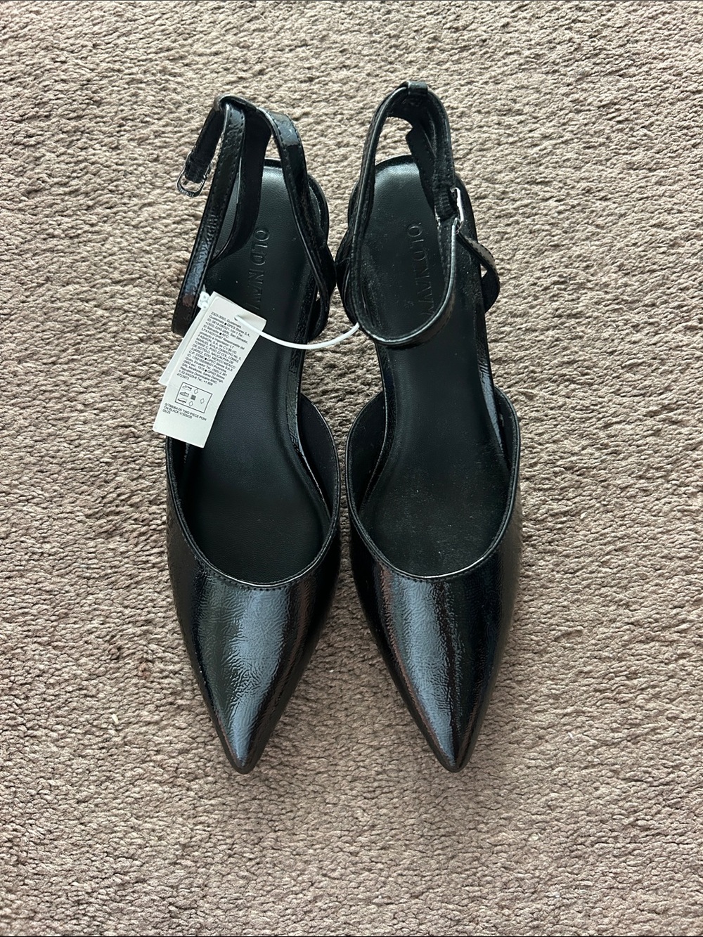 Old Navy Black Patent Pointed Slingback Heels